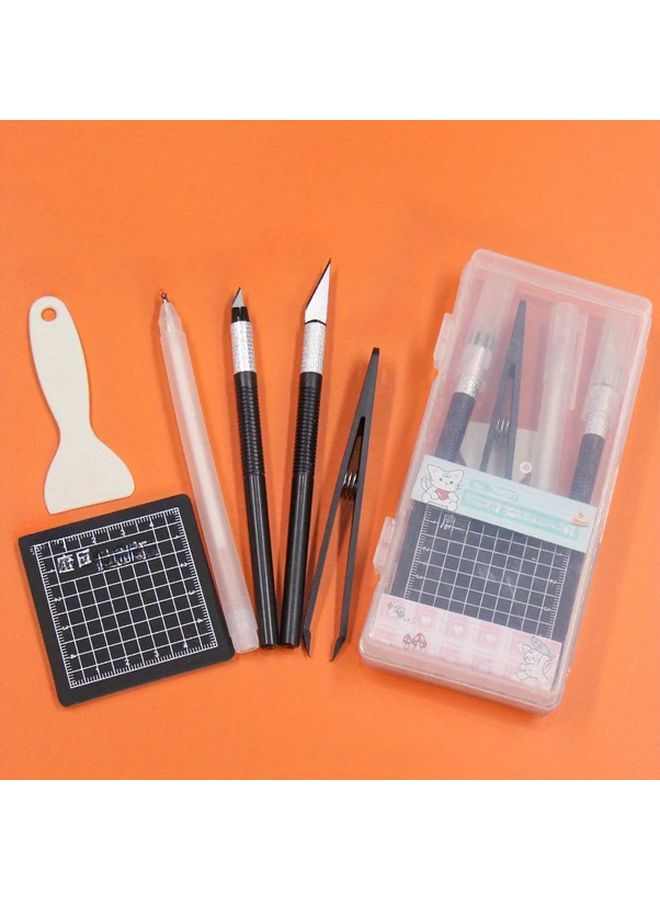 6pcs Black DIY Hand Tools Set With Pad Stickers Cutting Tools Gift Box - Image 1