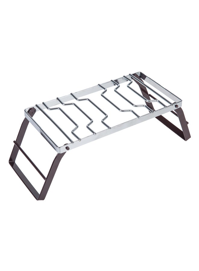 AL SANIDI Foldable Fire Stand, Portable mini barbecue charcoal grill for picnics, Silver*Brown, Size 15*30 Cm - Image 1
