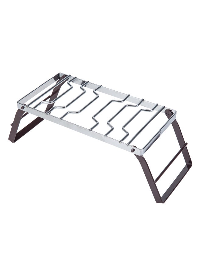 AL SANIDI Foldable Fire Stand, Portable mini barbecue charcoal grill for picnics, Silver*Brown, Size 15*30 Cm - Image 4