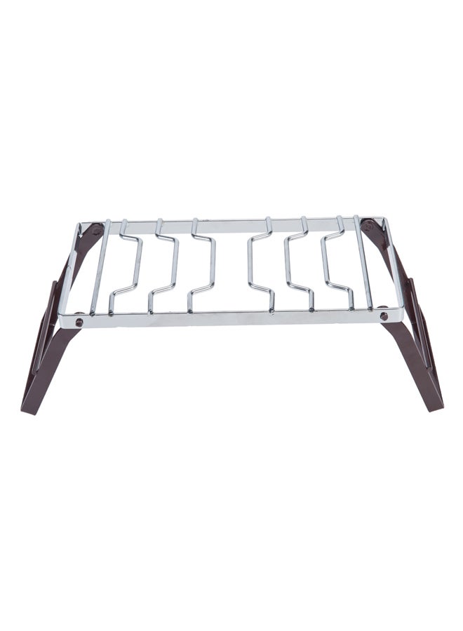AL SANIDI Foldable Fire Stand, Portable mini barbecue charcoal grill for picnics, Silver*Brown, Size 15*30 Cm - Image 2