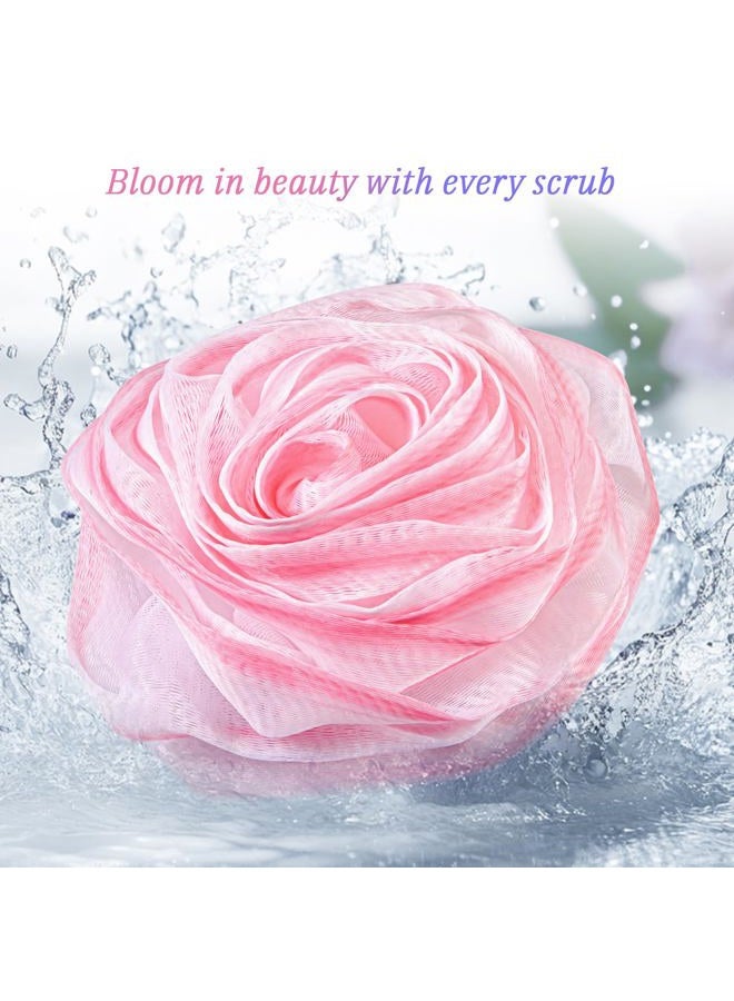 LAYUKI Bath Shower Sponge, Bath Loofah Sponge, Body Wash Sponge, Rose-Shaped Loofah Sponge, Exfoliating Bath Sponge, Body Scrubber (Set of 4 Pieces) - Image 5
