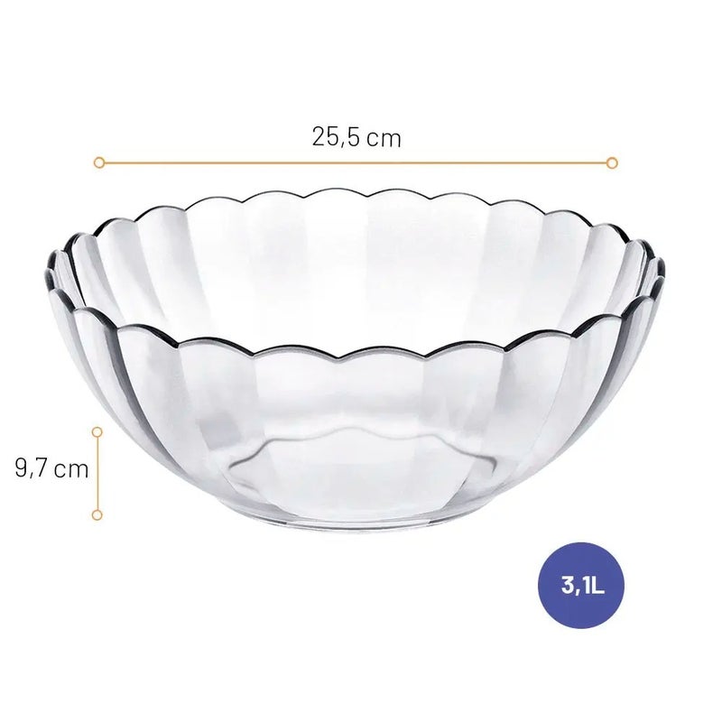 Marinex Glass Bowl Bella 3.1 L, Durable Heat-Resistant Borosilicate Mixing & Serving Bowl | Transparent Multi-Purpose Medium Glass Bowl | Microwave, Freezer & Dishwasher Safe - Image 2