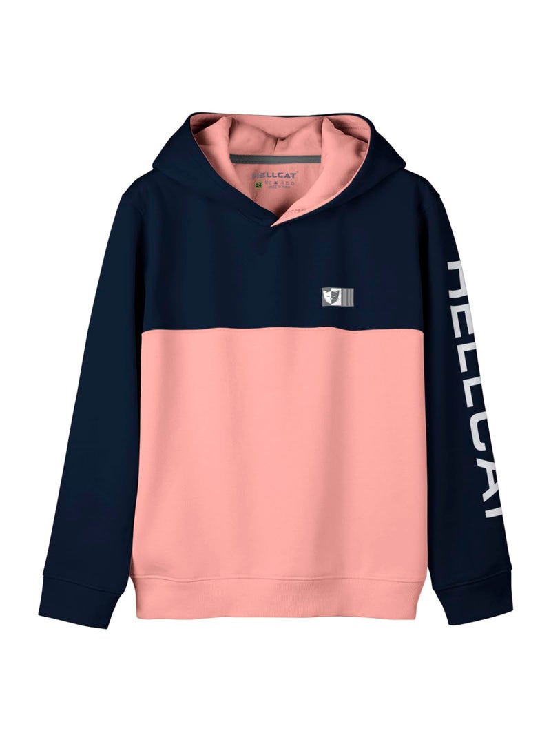 HELLCAT Color Blocked Cotton Blend Hoodie Sweatshirt For Boys, Peach, 3-4 Years - Regular - Image 5