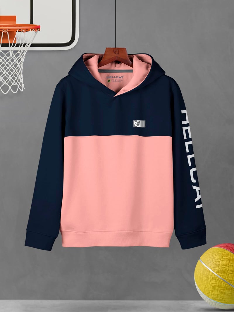 HELLCAT Color Blocked Cotton Blend Hoodie Sweatshirt For Boys, Peach, 3-4 Years - Regular - Image 2