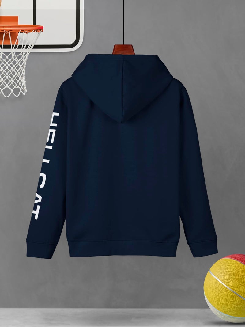 HELLCAT Color Blocked Cotton Blend Hoodie Sweatshirt For Boys, Peach, 3-4 Years - Regular - Image 3