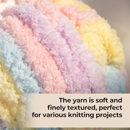 HouseABC Chunky Yarn for Hand Knitting & Crocheting – Mixed Color Soft, Bulky Jumbo Yarn for Blankets, Scarves, DIY Projects, 8-Pack (Yellow, Pink, Lavender, Blue) - Image 5