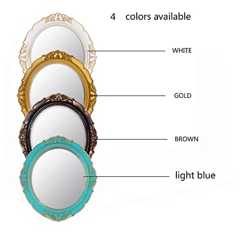 Eaoundm 13.1 x 14.8 inchs Decorative Wall Mirror,Vintage Hanging Mirrors for Bedroom Living-Room Dresser Decor Oval (Gold) - Image 5