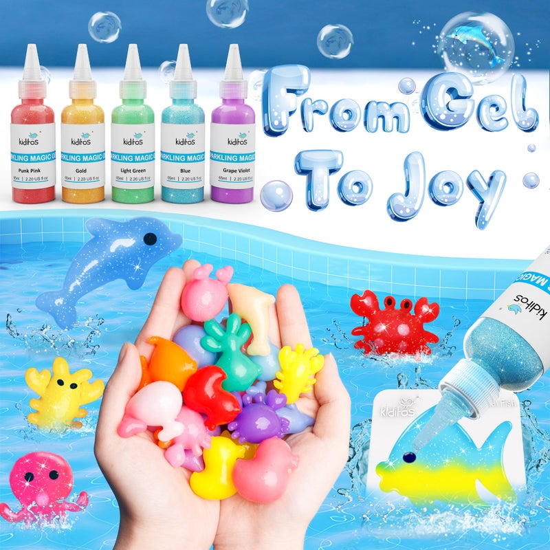 Kiditos Magic Water Elf Toy Kitâ€“Squishies for Kids, 20 Gels & 10 Molds, Magic Gel Water Pets Sensory Toy, Fun DIY Craft Kit, Party Favors, Birthday & Christmas Gifts for Kids Ages 3+ - Image 3