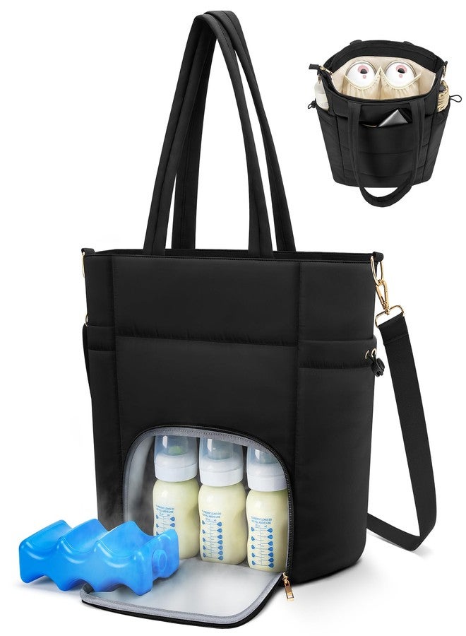 Adworte Wearable Breast Pump Bag for Working Mom, Breastmilk Cooler Tote Bag with Insulated Compartment, Breast Pump Bag with Ice Pack & 16‘’ Laptop Sleeve, Baby Bottle Cooler bag for Nursing, Work, Travel - Image 1