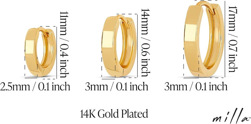 MILLA 14k Gold Huggie Earrings or Sterling Silver Huggie Earrings for Women Multipack & Individuals - Ear Huggers Earrings for Women Trendy Y2K Earrings, Preppy Earrings - Lightweight & Hypoallergenic - Image 3