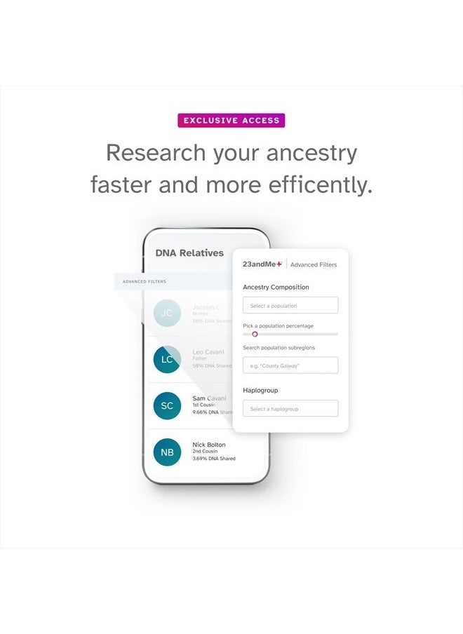 23andMe - + Premium Membership Bundle - DNA Kit with Personal Genetic Insights Including Health + Ancestry Service Plus 1-Year Access to Exclusive Reports (Before You Buy See Important Test Info Below) - Image 1