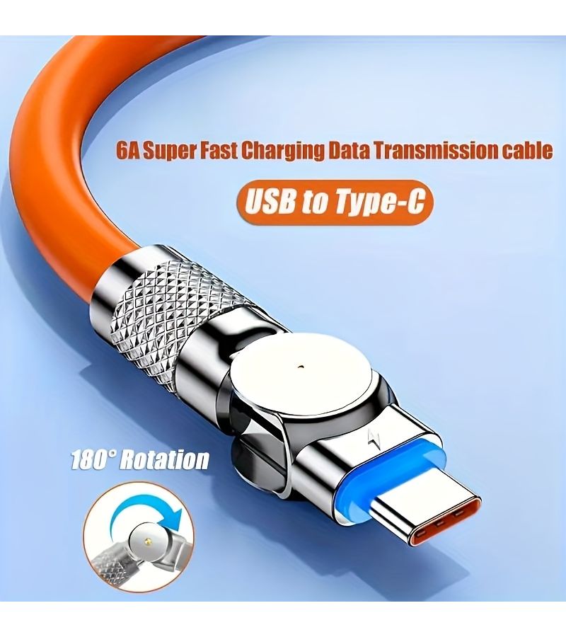 1m 3 28ft 39 37inch Blue 180 Degree Rotatable USB C To Type C Fast Charging Cable High Speed Charging Suitable For Type C Phones Tablets - Image 5