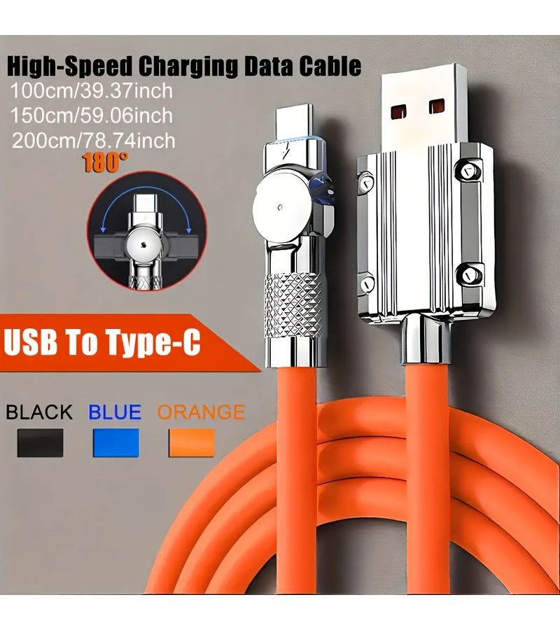 1m 3 28ft 39 37inch Blue 180 Degree Rotatable USB C To Type C Fast Charging Cable High Speed Charging Suitable For Type C Phones Tablets - Image 2