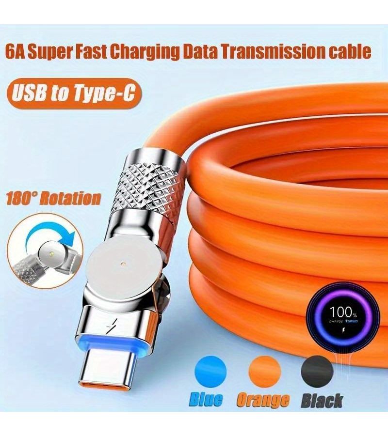 1m 3 28ft 39 37inch Blue 180 Degree Rotatable USB C To Type C Fast Charging Cable High Speed Charging Suitable For Type C Phones Tablets - Image 3
