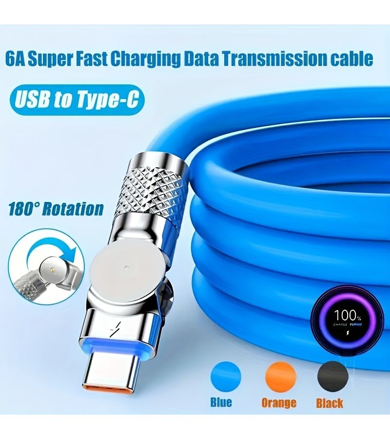 1m 3 28ft 39 37inch Blue 180 Degree Rotatable USB C To Type C Fast Charging Cable High Speed Charging Suitable For Type C Phones Tablets - Image 1