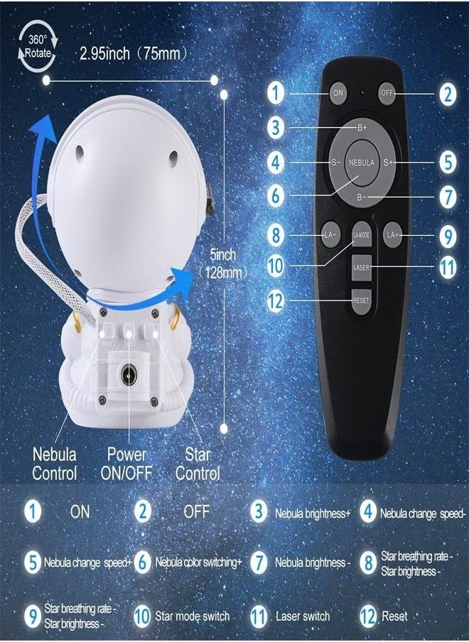 JAJEEK - Astronaut Nebula Starry Sky Laser Light Projector – White Guitar-Themed, Remote Control, 360° Adjustable Nebula and Star Projections, Ideal for Bedrooms, Parties, and Relaxation - Image 1