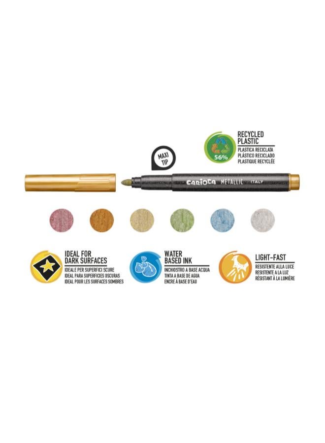 carioca Pack Of 6 Jumbo Metallic Markers  - Image 2