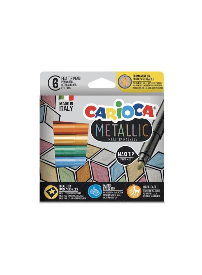 carioca Pack Of 6 Jumbo Metallic Markers  - Image 1