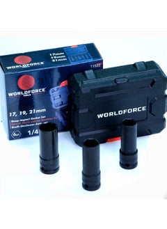 Worldforce 3 Piece 17, 19, 21 mm Impact Socket Set Cr-Mo Steel Quality Professional  - Image 1