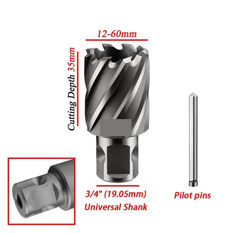 19x35mm HSS Annular Cutter Hollow Drill Bit High Speed Steel Metal Hole Saw Universal Shank - Image 3