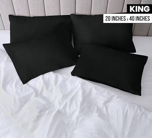 Utopia Bedding King Pillow Cases - 4 Pack - Envelope Closure - Soft Brushed Microfiber Fabric - Shrinkage and Fade Resistant Pillow Covers King Size 20 X 40 Inches (King, Black) - Image 2