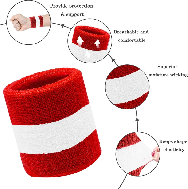 IMAGERIO 8 Pack Wrist Sweatbands Tennis Wrist Bands Absorbent Sweat Band for Men and Women, Breathable Cotton Sweatbands for Working Out, Football, Basketball, Running Athletic Sports - Image 4