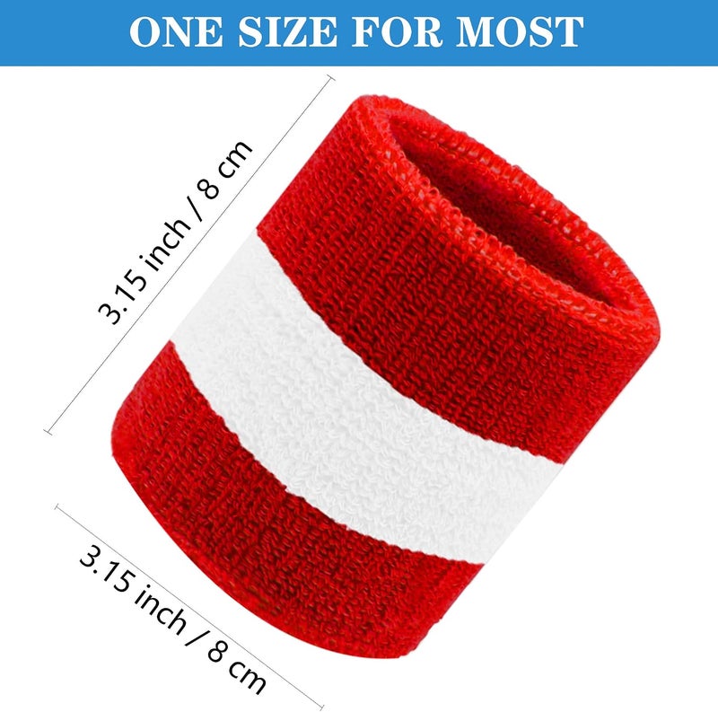 IMAGERIO 8 Pack Wrist Sweatbands Tennis Wrist Bands Absorbent Sweat Band for Men and Women, Breathable Cotton Sweatbands for Working Out, Football, Basketball, Running Athletic Sports - Image 2