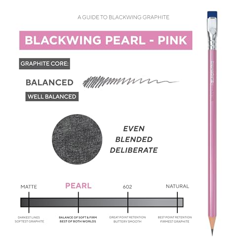 Blackwing Pearl Pencils - 12 Count, Pink Lacquer Finish, 2B Balanced Lead, Premium Wood, Japanese Graphite - Image 4