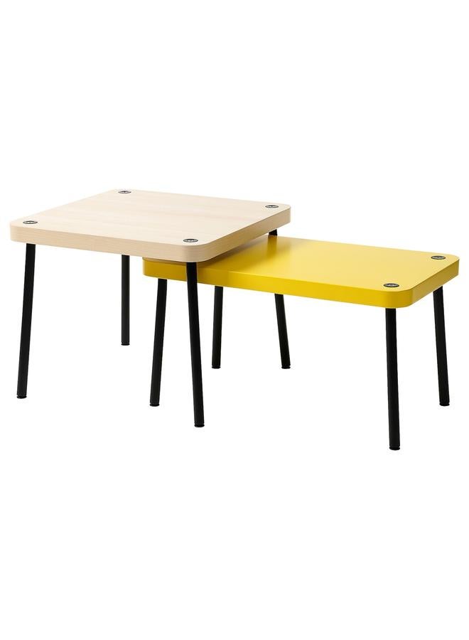 erorex Nest of tables, set of 2, yellow/birch effect - Image 1