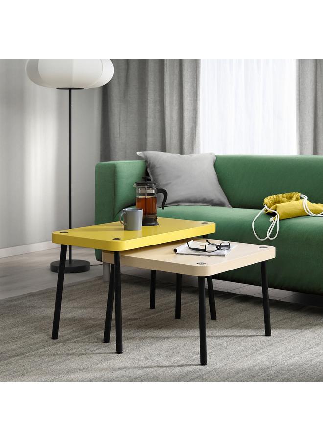 erorex Nest of tables, set of 2, yellow/birch effect - Image 4