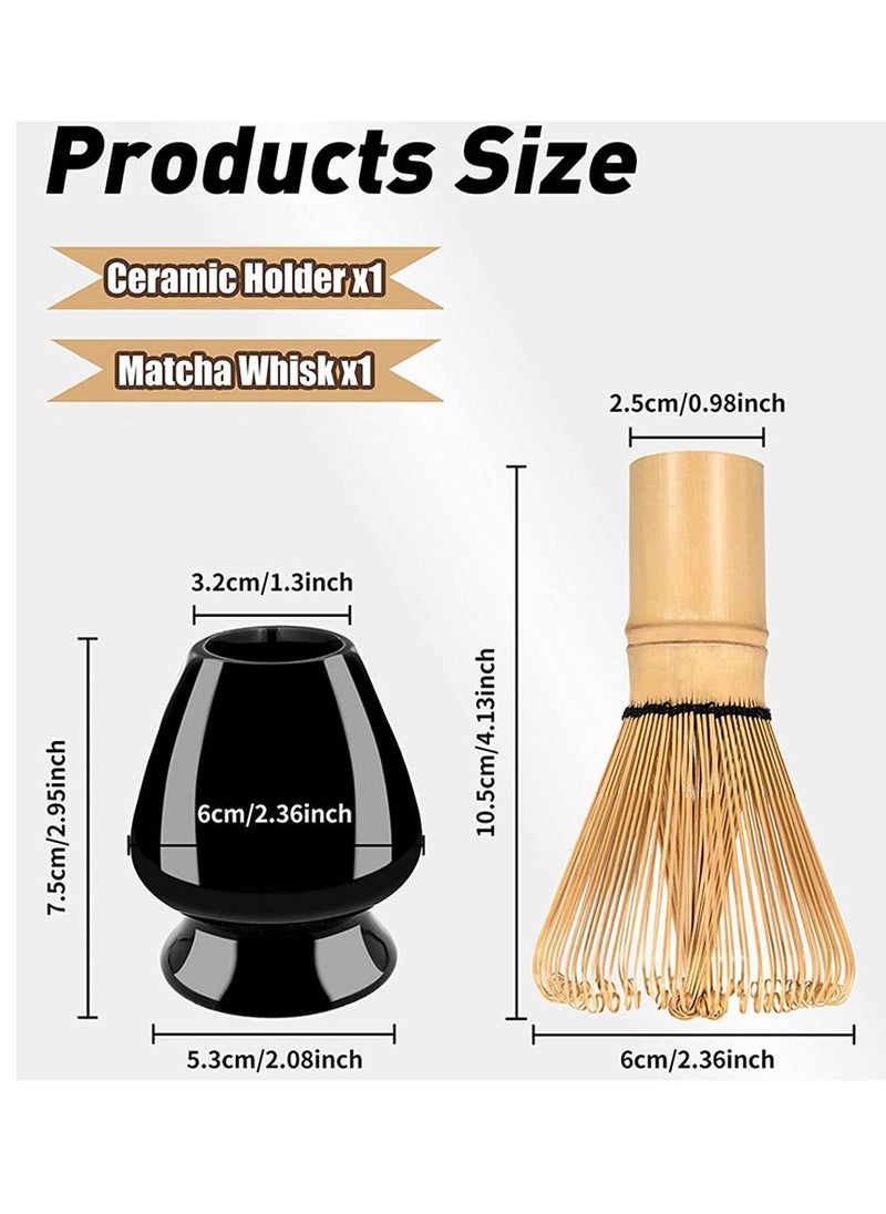 HomarKet 2-Piece Bamboo Matcha Tea Whisk Set Black/Beige  - Image 5