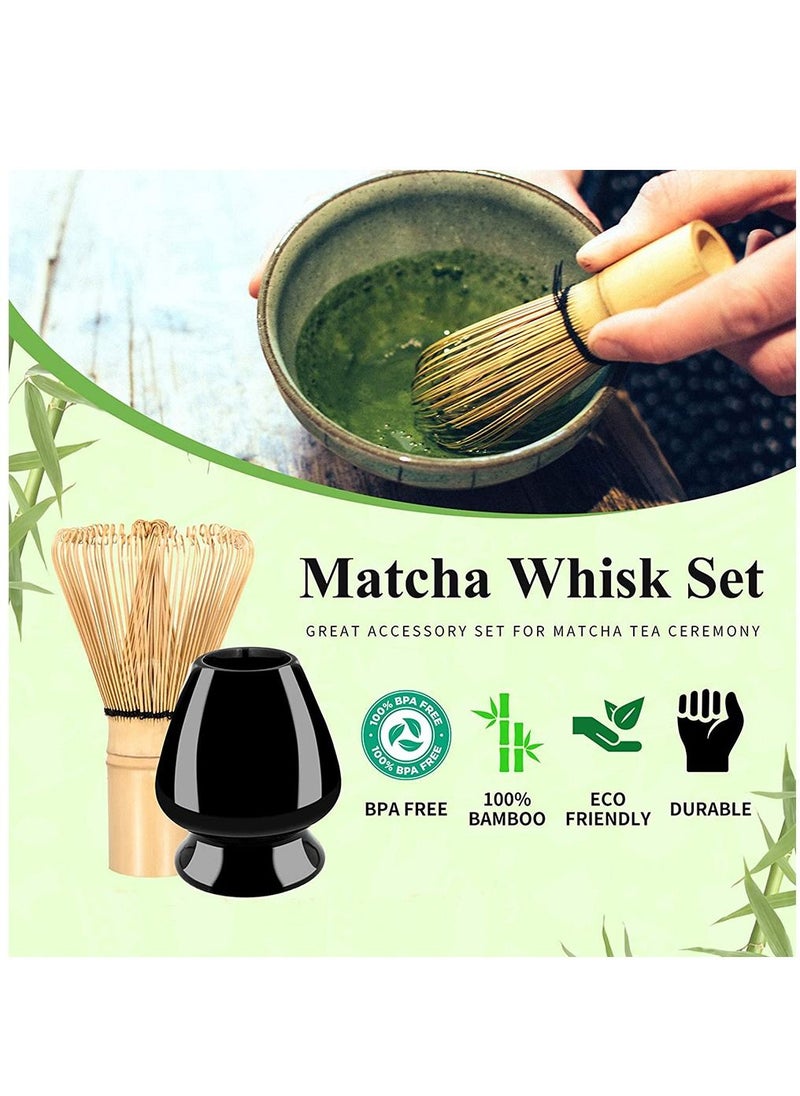 HomarKet 2-Piece Bamboo Matcha Tea Whisk Set Black/Beige  - Image 3
