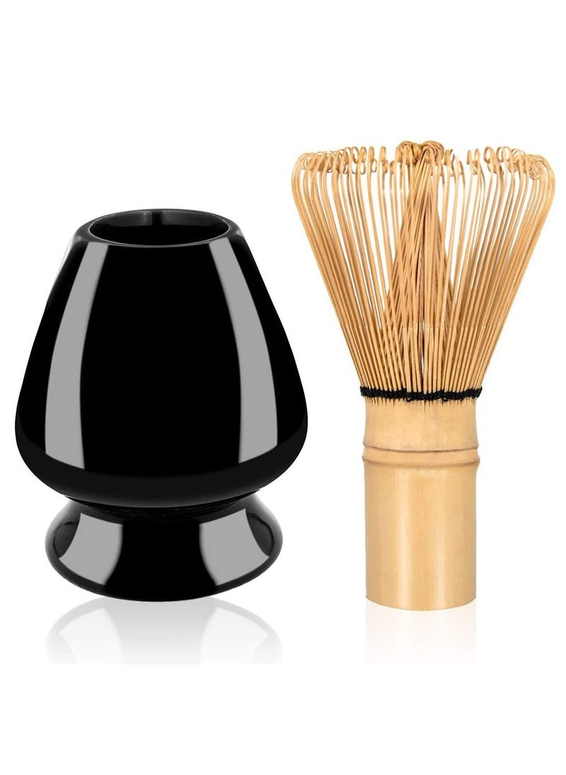 HomarKet 2-Piece Bamboo Matcha Tea Whisk Set Black/Beige  - Image 2