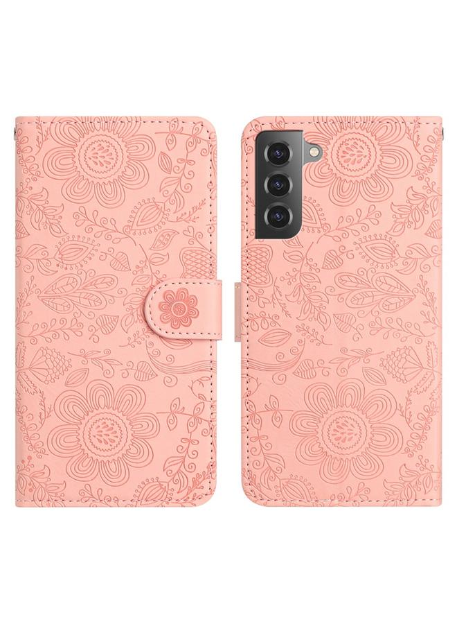S-TOP Case For Samsung Galaxy S21 5G Floral Embossed Pattern Leather Phone Case - Image 1