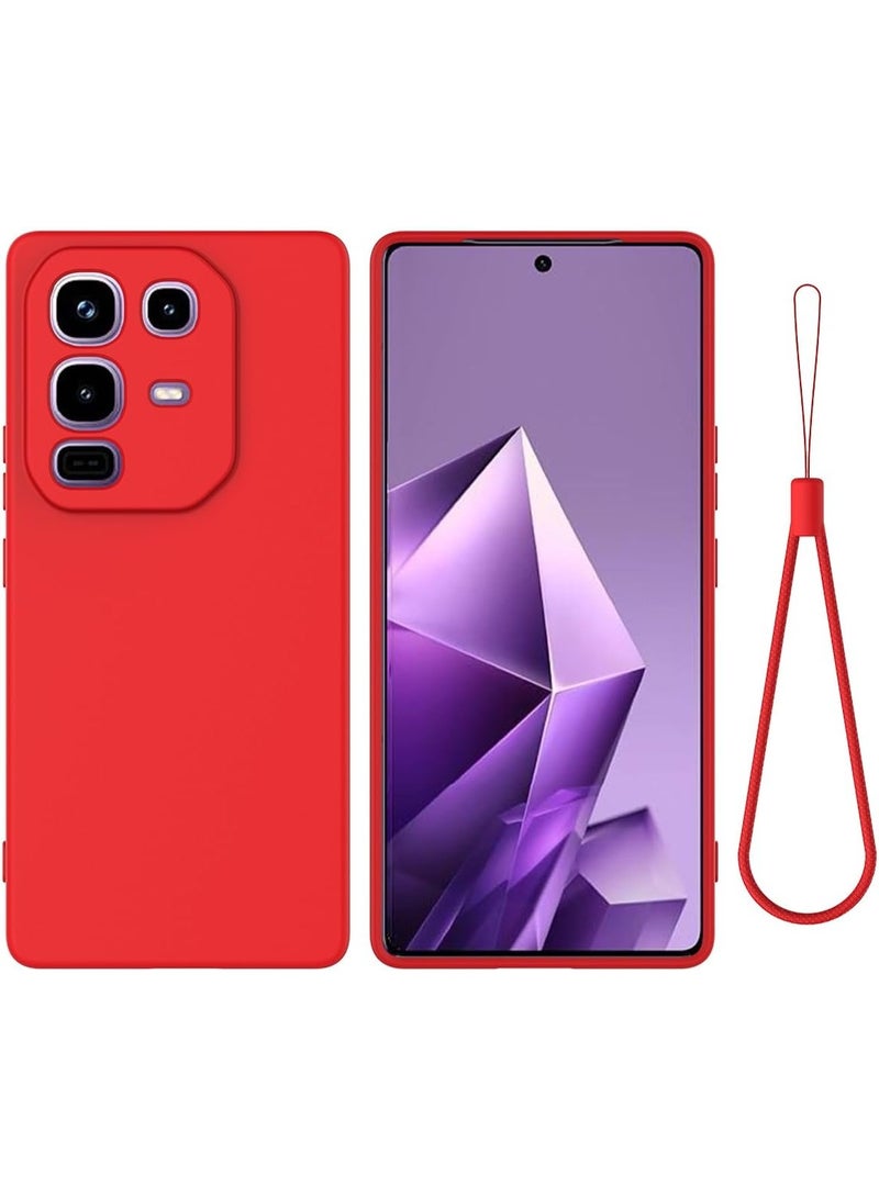 VKL حافظة متوافقة مع Infinix Note 50s 5G، حافظة سائلة من السيليكون مع بطانة من الألياف الدقيقة، غلاف مطاطي ناعم من TPU مضاد للبصمات ومقاوم للصدمات مع حزام عنق (أحمر) - Image 1