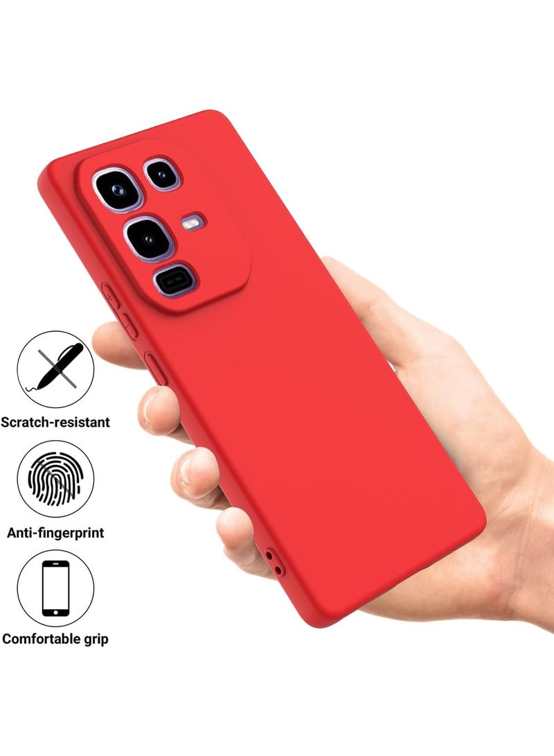 VKL حافظة متوافقة مع Infinix Note 50s 5G، حافظة سائلة من السيليكون مع بطانة من الألياف الدقيقة، غلاف مطاطي ناعم من TPU مضاد للبصمات ومقاوم للصدمات مع حزام عنق (أحمر) - Image 2