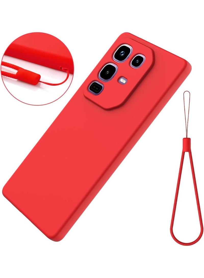 VKL حافظة متوافقة مع Infinix Note 50s 5G، حافظة سائلة من السيليكون مع بطانة من الألياف الدقيقة، غلاف مطاطي ناعم من TPU مضاد للبصمات ومقاوم للصدمات مع حزام عنق (أحمر) - Image 5