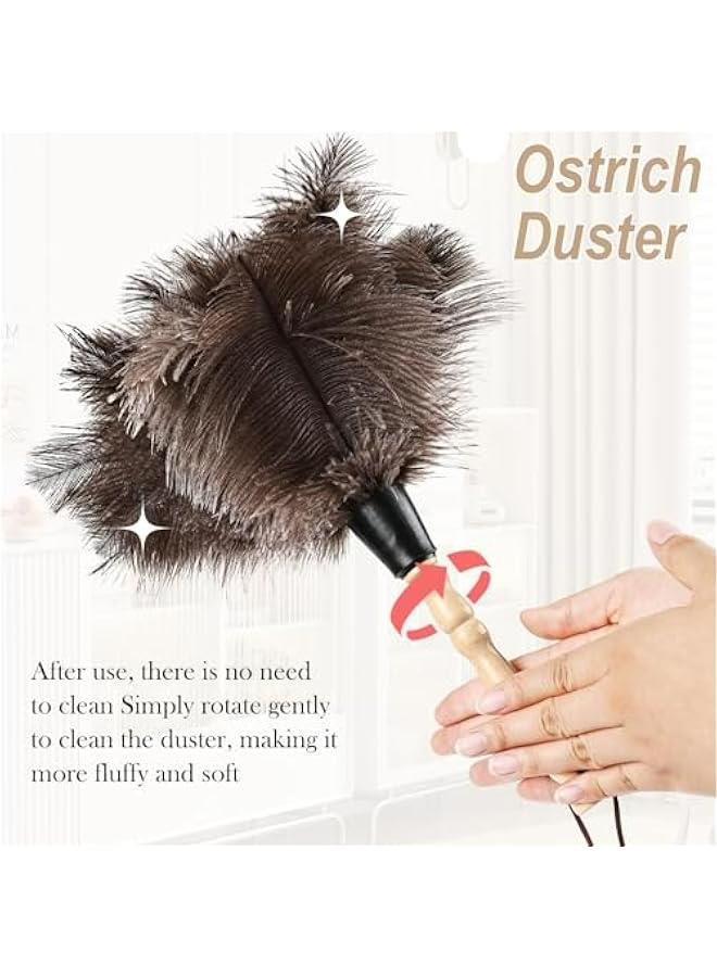 Beauenty 14 Natural Ostrich Feather Duster, Handheld Wooden Handle, Reusable, for Home, Office, Car Cleaning Supplies - Image 4