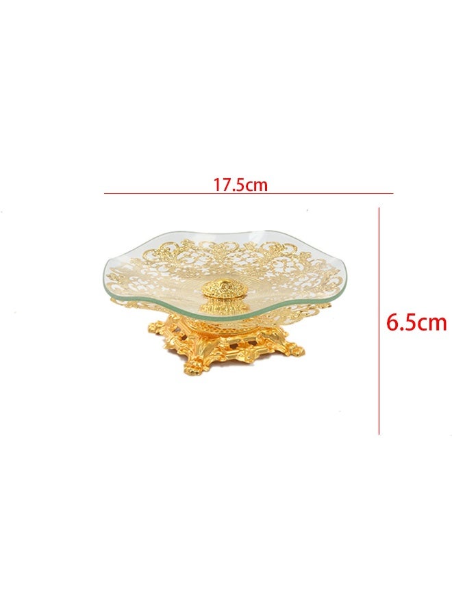 European Style Glass Fruit Bowl with Gold Base, 17.5cm Width, 6.5cm Height - Image 2
