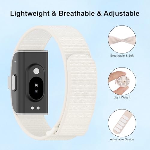Vigamen Nylon Loop Sport Hume Band Replacement Strap Compatible with Hume Band,Adjustable Soft Wrist Bands for Women Men,Breathable Wristband for Hume Health Band Fitness Tracker,Starlight - Image 2