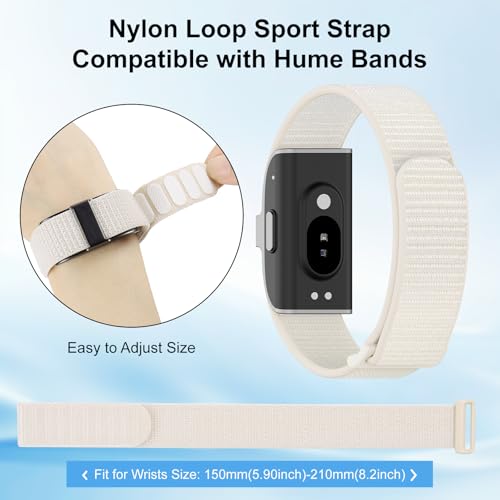 Vigamen Nylon Loop Sport Hume Band Replacement Strap Compatible with Hume Band,Adjustable Soft Wrist Bands for Women Men,Breathable Wristband for Hume Health Band Fitness Tracker,Starlight - Image 5
