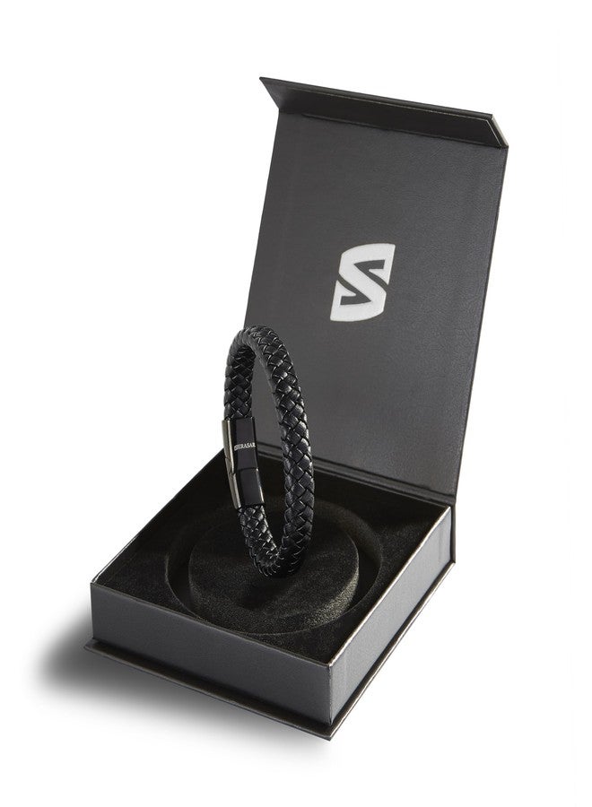 SERASAR Pulsera de Cuero Negro para Hombre, 17cm, Caja Regalo, Real, Piel Vaca, Ajustable, Cierre Magnético, Cuerda Envoltura, Masculino, Pulseras, Banda, Joyas, Imán - Image 2