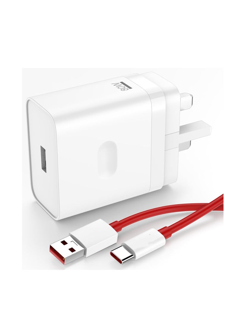 عبوة واحدة متوافقة مع Oneplus 15 14 13 12 12R 11 10 شاحن سريع جدار كتلة 80W 65W لـ One Plus 13R 9 Pro 10T 10R 8T 8 7T 7 Pro Open Pad Nord 2T CE 2 3 N30 N20 N10 N300 6T مع كابل بطول 3.3 قدم - Image 1