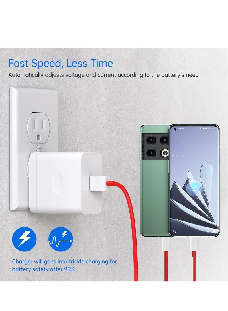 عبوة واحدة متوافقة مع Oneplus 15 14 13 12 12R 11 10 شاحن سريع جدار كتلة 80W 65W لـ One Plus 13R 9 Pro 10T 10R 8T 8 7T 7 Pro Open Pad Nord 2T CE 2 3 N30 N20 N10 N300 6T مع كابل بطول 3.3 قدم - Image 2