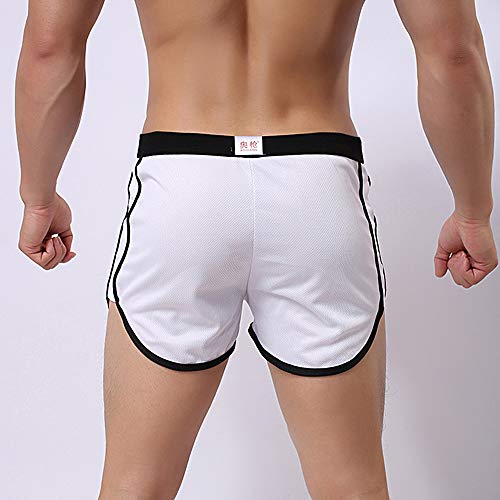 Rexcyril Men's Running Workout Bodybuilding Gym Shorts Athletic Sports Casual Short Pants Medium White - Image 4