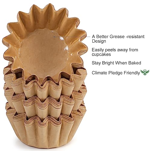 Caperci Grease-Resistant Natural Mini Cupcake Liners 200 Counts - Heavy Duty Paper Muffin Baking Cups, Odorless, No Muffin Pan Needed, Easily Peels (Natural) - Image 3