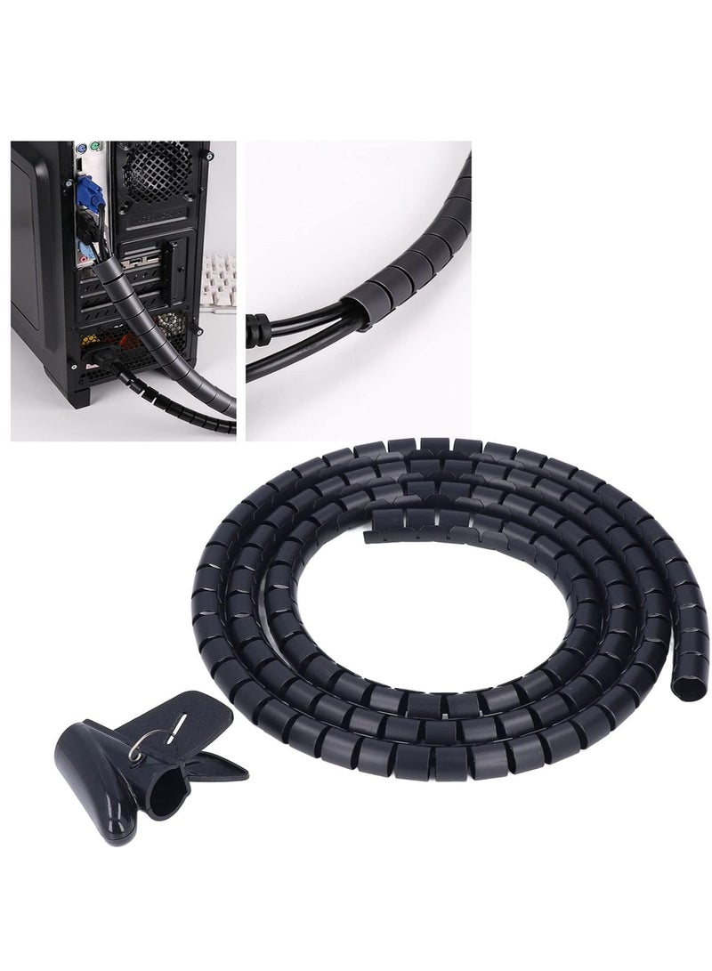 Cable Management Hose, Spiral Cable Organizer Wearproof Flexible Lightweight Temperature Resistance for Home Office - Image 1