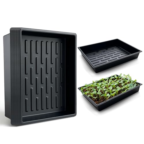 RooTrimmer Seed Starter Tray 10 Packs Plant Tray Durable Plastic Growing Trays Stackable Seedling Starter Trays Perfect for Indoor Outdoor Greenhouses 165 L x 132 W x 28 H Black - Image 1