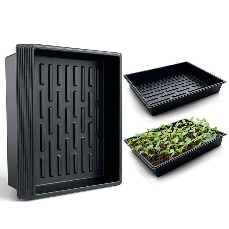 RooTrimmer Seed Starter Tray 10 Packs Plant Tray Durable Plastic Growing Trays Stackable Seedling Starter Trays Perfect for Indoor Outdoor Greenhouses 165 L x 132 W x 28 H Black - Image 2