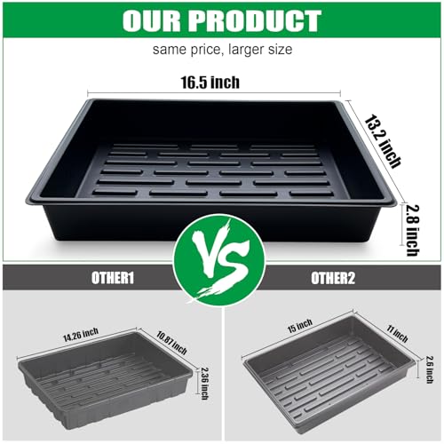 RooTrimmer Seed Starter Tray 10 Packs Plant Tray Durable Plastic Growing Trays Stackable Seedling Starter Trays Perfect for Indoor Outdoor Greenhouses 165 L x 132 W x 28 H Black - Image 3